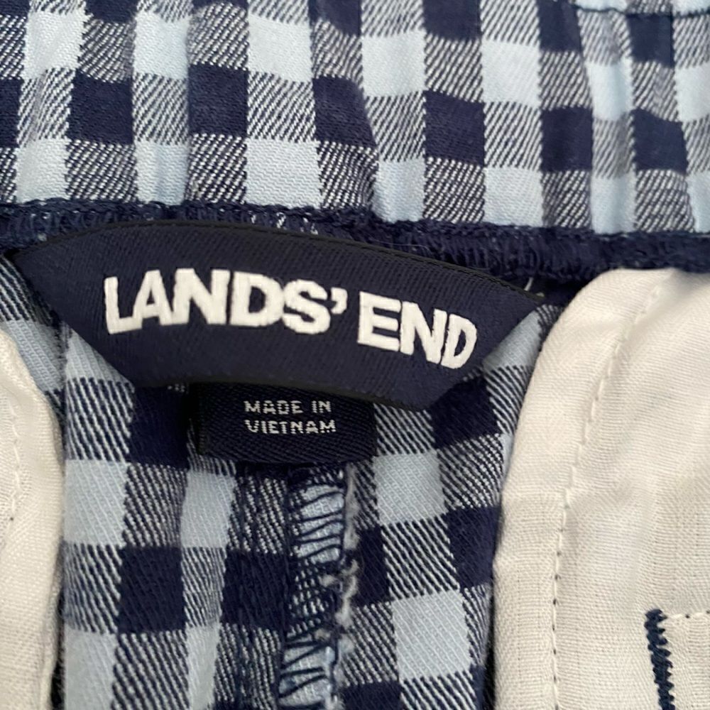 Lands' End Mid Rise Pull On Chino Crop Pants Sof Lake Blue Check 12 - Picture 4 of 7